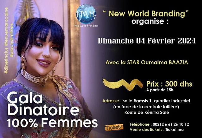 Gala Dînatoire 100% Femmes avec Oumaima Baazia à Salé