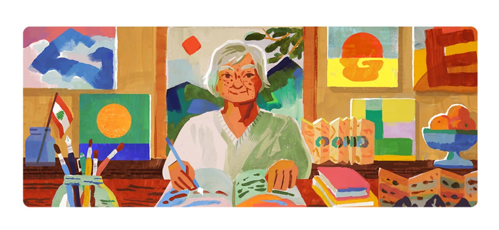 Qui était Etel Adnan, l’artiste et poète célébrée ce lundi par Google? 3 Google Doodle Etel Adnan