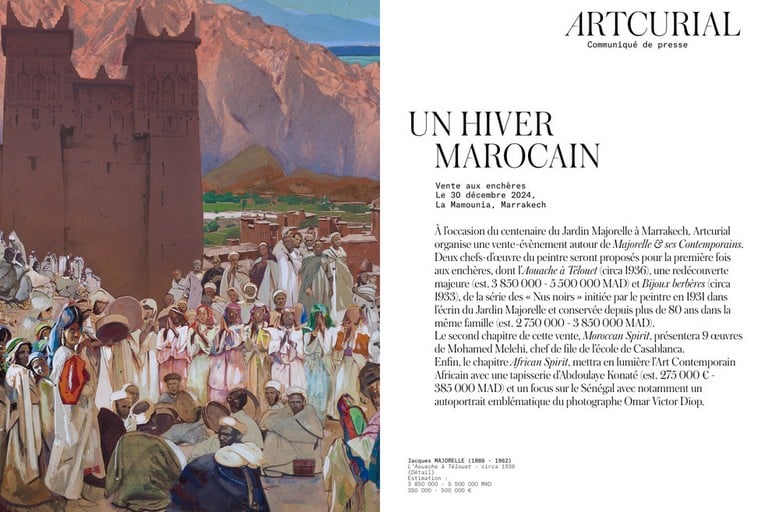 “Majorelle & ses Contemporains”, thème d’une vente-évènement d’Artcurial, le 30 décembre à Marrakech