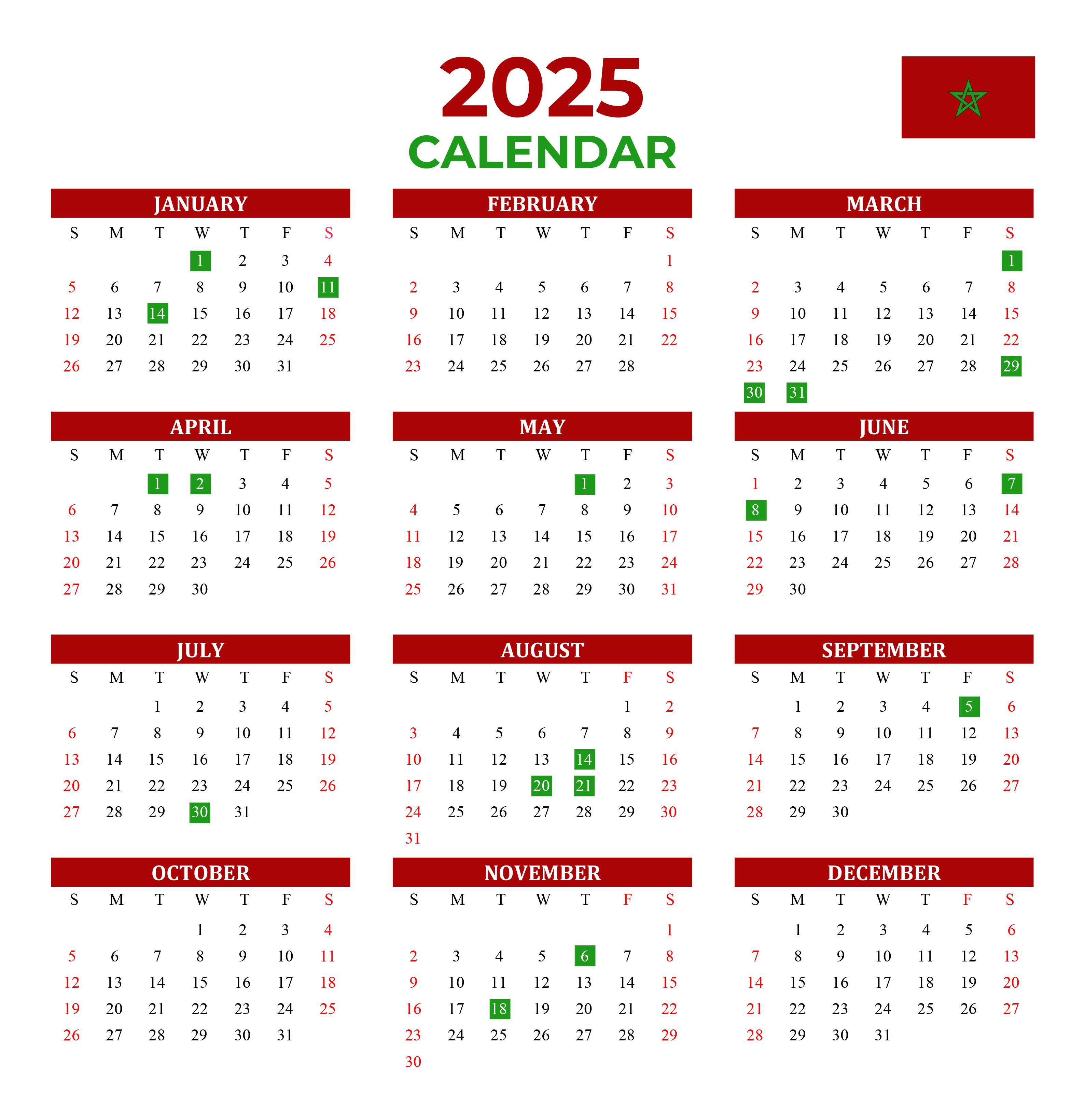 Calendrier 2025 au Maroc : Liste des jours fériés et vacances scolaires 3 Calendrier 2025 au Maroc : Liste des jours fériés et vacances scolaires