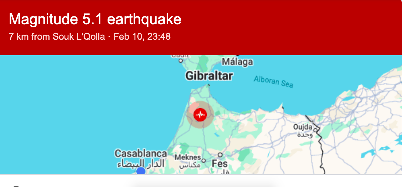 Séisme nocturne au nord du Maroc ressenti jusqu'à Casablanca et Fès