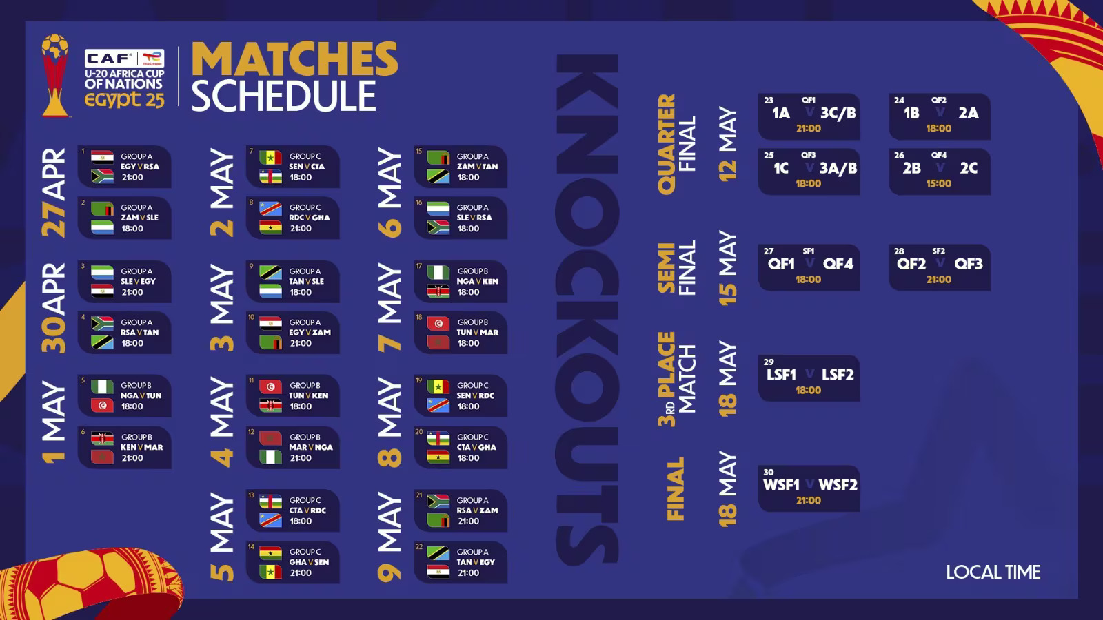 CAN U20 : Voici le programme complet des Lionceaux de l’Atlas