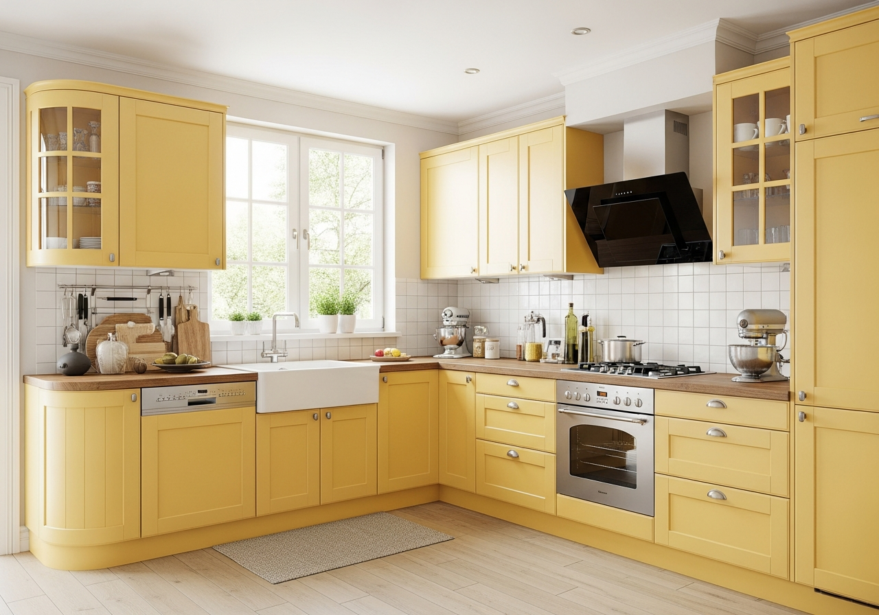 Adieu Cuisine Blanche ! Voici les 5 Couleurs Audacieuses qui Vont Dominer 2026 6 Jaune Beurre