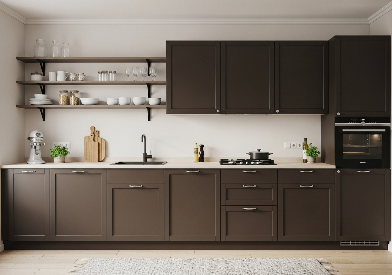 Adieu Cuisine Blanche ! Voici les 5 Couleurs Audacieuses qui Vont Dominer 2026 5 Chocolat Noir Cuisine
