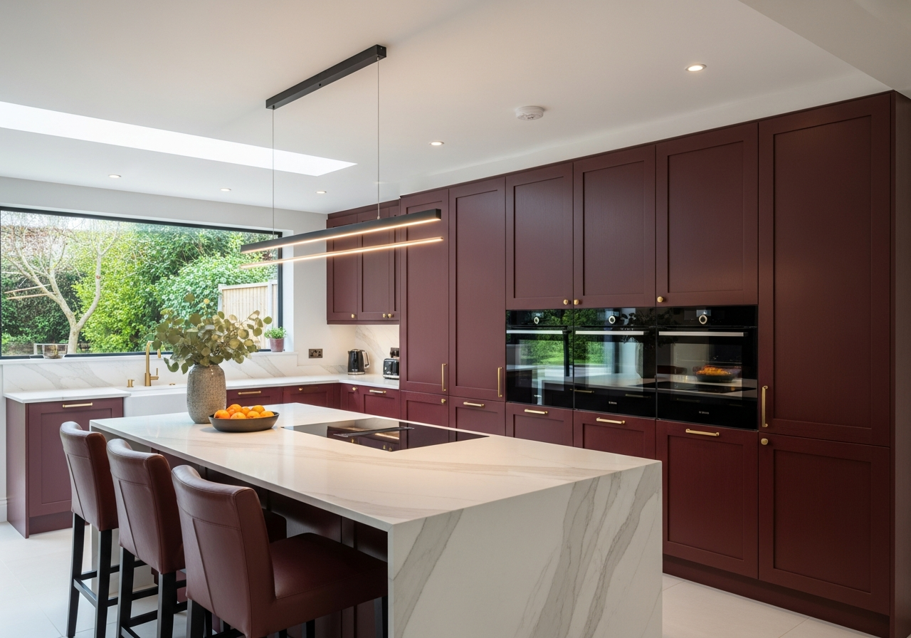 Adieu Cuisine Blanche ! Voici les 5 Couleurs Audacieuses qui Vont Dominer 2026 2 Le Bordeaux Profond cuisine