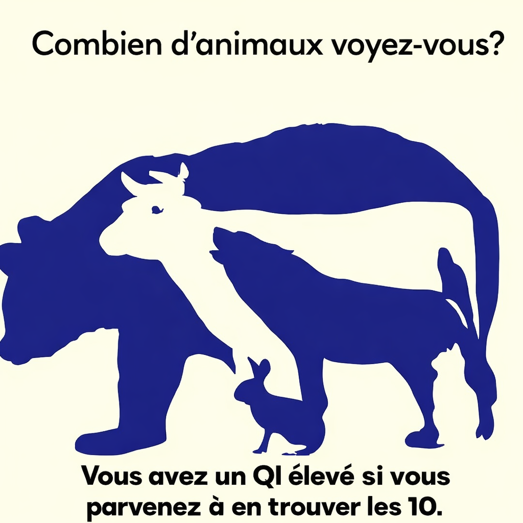 Saurez-vous trouver les 10 animaux sur l’image ?